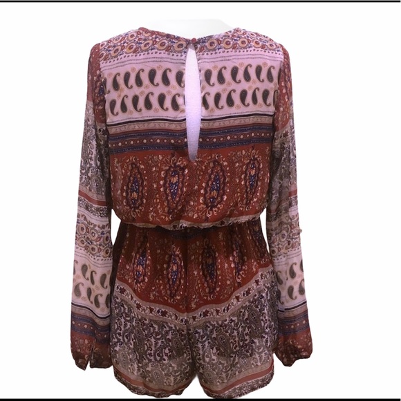 Paisley Long Sleeve Boho Romper - Picture 2 of 6